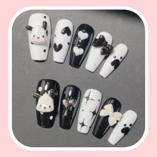 Black and White Dots Nails