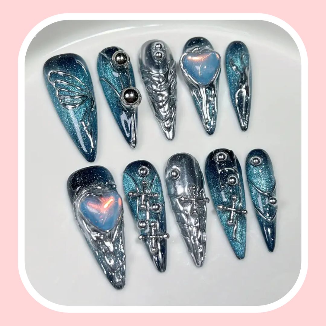 Winter Gothic Style 3D Nails