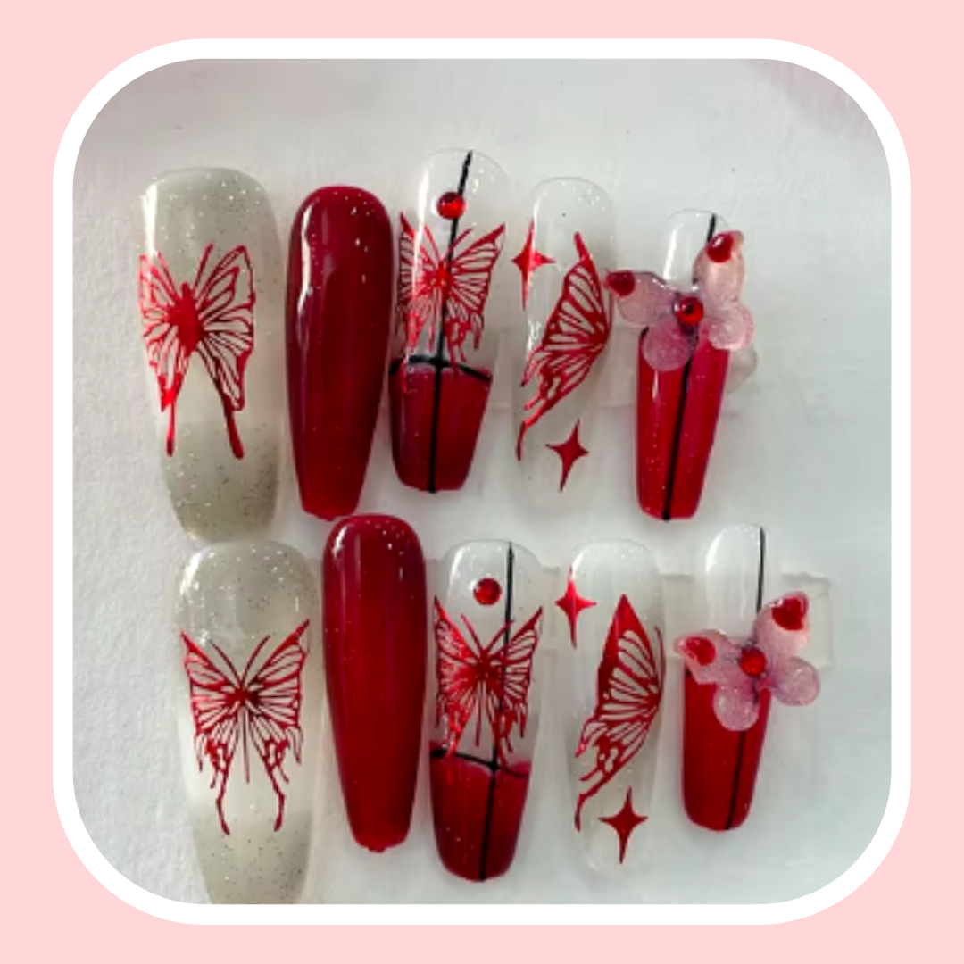 Red Butterfly Nails.