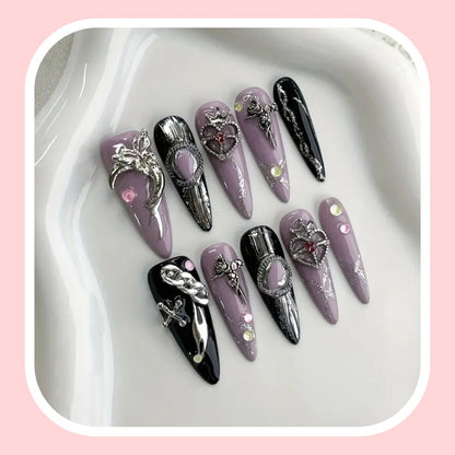 Dark Sweet Cool Grape Purple 3D Nails