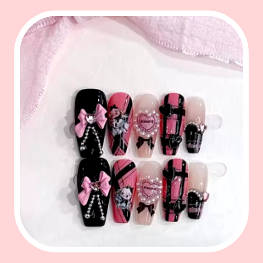 Pink Bow Nails.