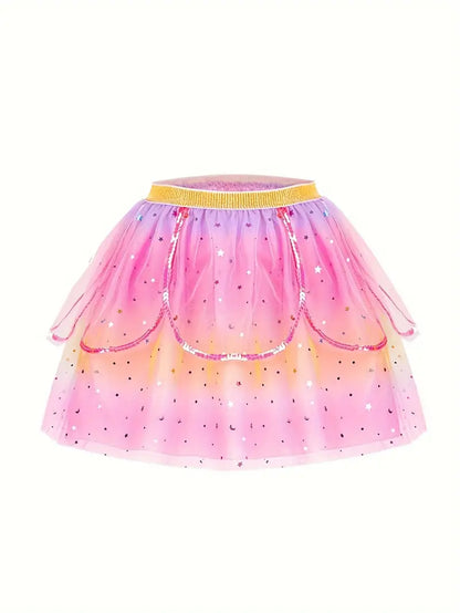 8pcs Girls Dreamy Fairy Princess Set, Sweet Tutu Skirt For Birthday Party Performance Gift