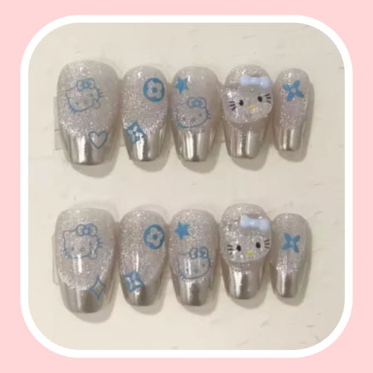 Sky Hello Kitty Nails