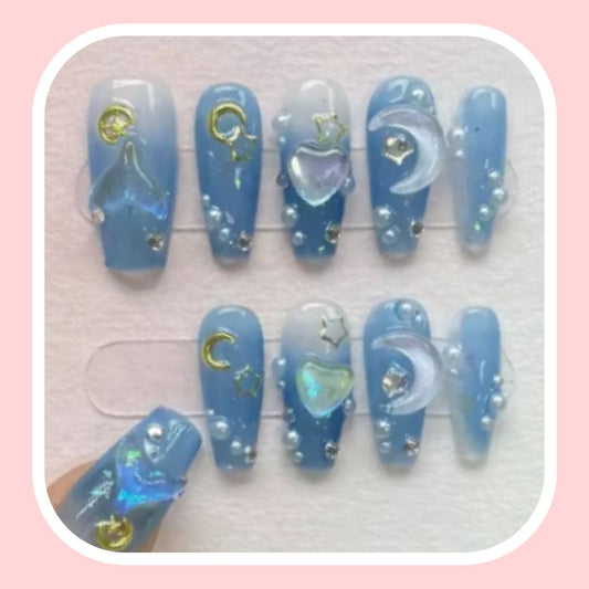 Sky Hearts Nails