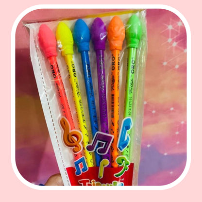 Pencil Set of 6 with Erasers.