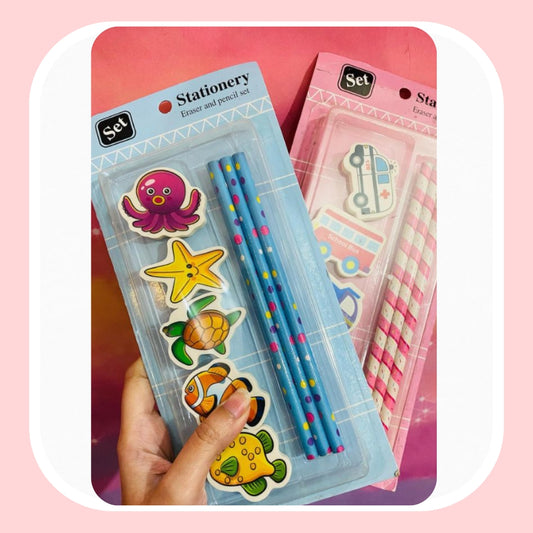 Stationery Pencil & Eraser Set.