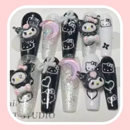 Kuromi Pink Nails