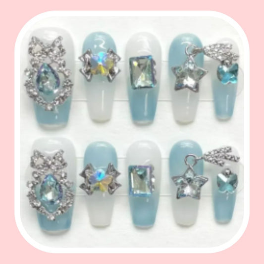 Aurora Rhinestones Press On Nails