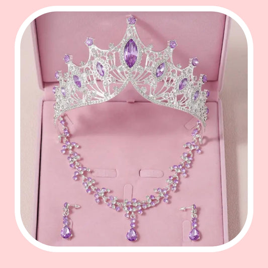 Bridal Shower Crown with Elegant Necklace Set.