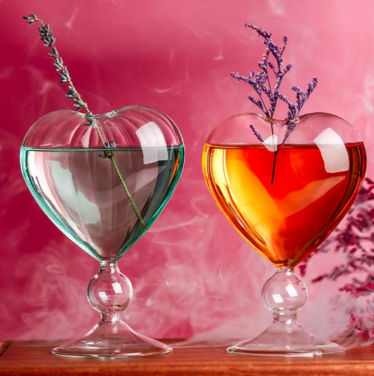 Heart-shaped Water Glass with Straw