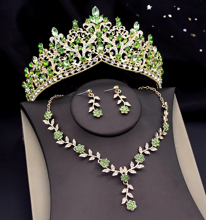 3 Pcs Bridal Wedding Crown Jewelry Set