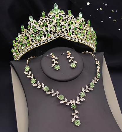 3 Pcs Bridal Wedding Crown Jewelry Set