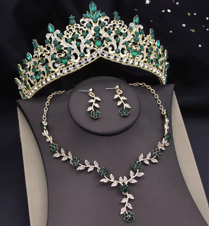 3 Pcs Bridal Wedding Crown Jewelry Set