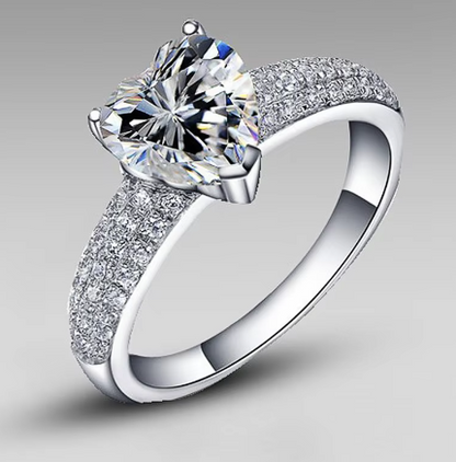 Elegant Crystal Heart CZ Band Ring for Women