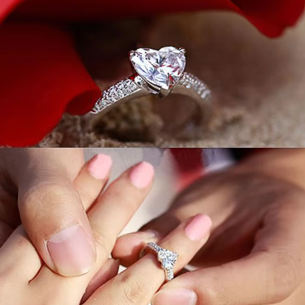 Elegant Crystal Heart CZ Band Ring for Women