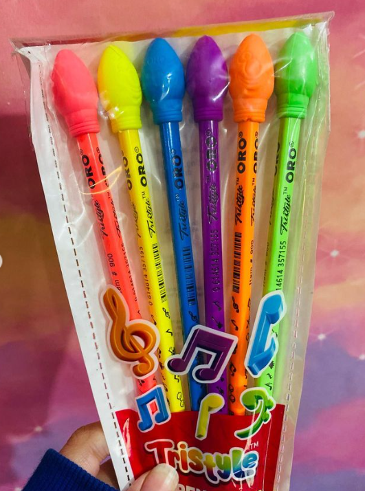 Pencil Set of 6 with Erasers.