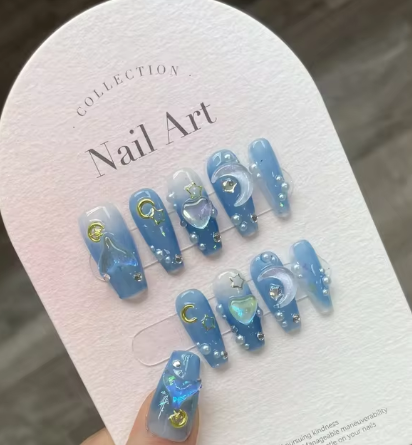 Sky Hearts Nails