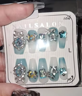 Aurora Rhinestones Press On Nails