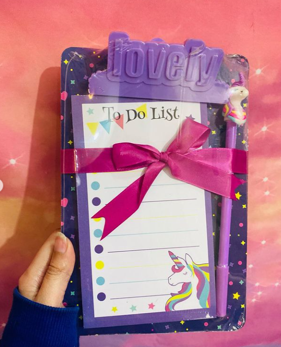 To Do List Notepad and Unicorn Pen Set.