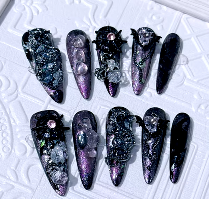 Purple Black Gradient Nails.