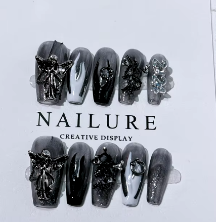 White and Black Devil Nails.