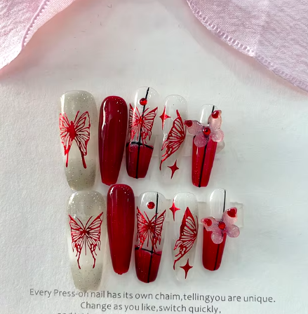 Red Butterfly Nails.