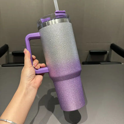 40 OZ Stainless Steel Insulated Tumbler with Handle and Straw