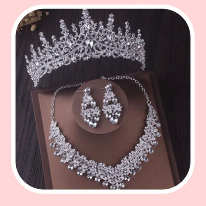 Bridal Zircon Crown and Necklace Set